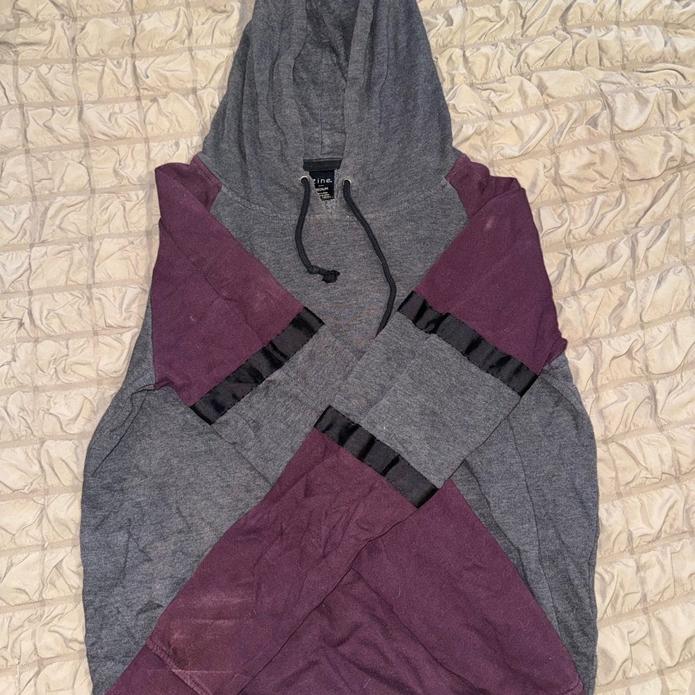 Gray and Purple Hooded Sweatshirt